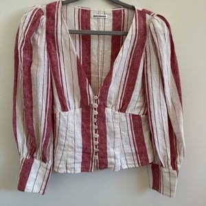 Reformation Striped V-Neck Crop Top